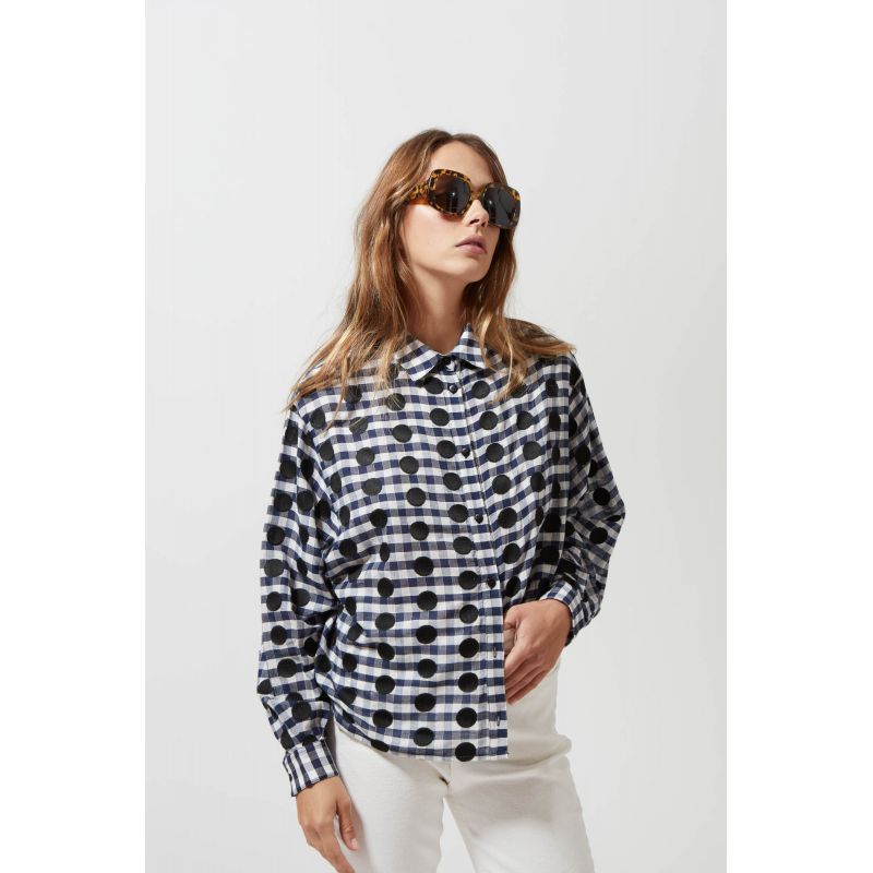 211 - Chemise Rosalie Pois Marine 2x