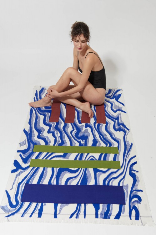 100 - Fouta Onde Bleu 2x