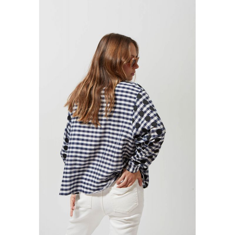 211 - Chemise Rosalie Pois Marine 2x