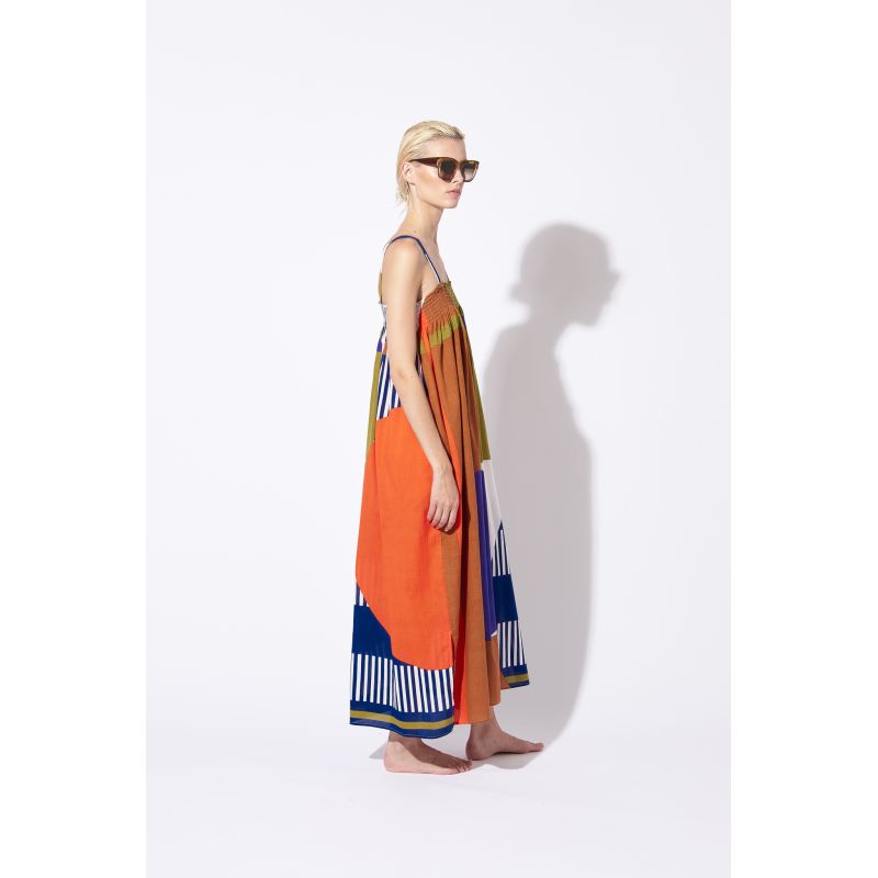 220 - RUST KHAKI DRESS SS22 IRIS ABSTRACT PACK OF 2