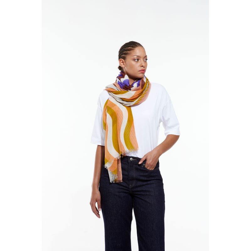 F - Foulard Gamma Peche Violet Lot De 2