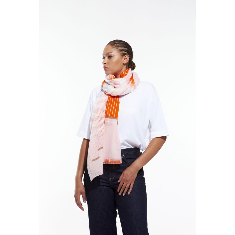 L - Foulard Soleil Levant Vermillon Lot De 2