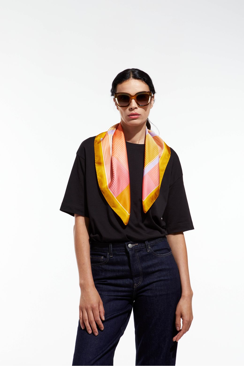 B - Foulard Vibrant Orange Lot De 2