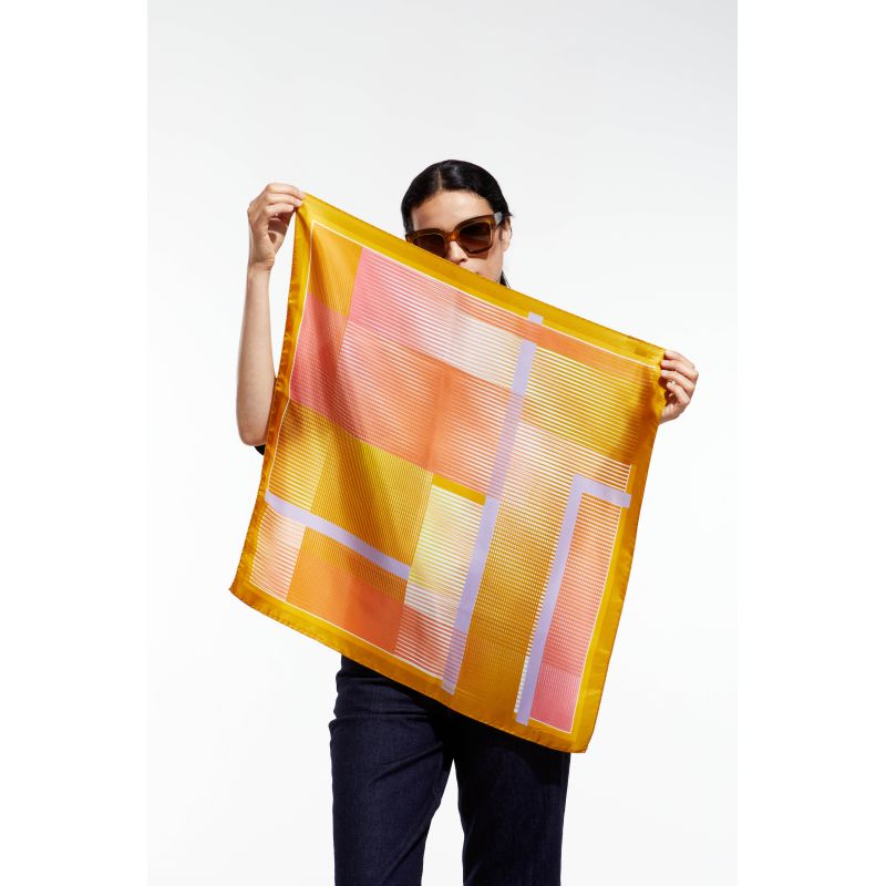 B - Foulard Vibrant Orange Lot De 2