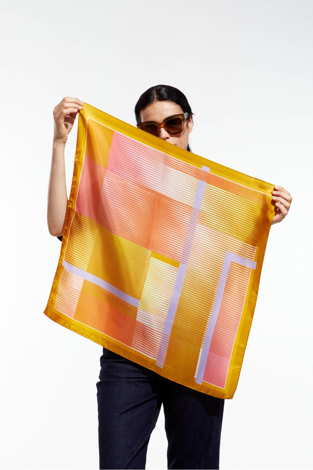 B - Foulard Vibrant Orange Lot De 2