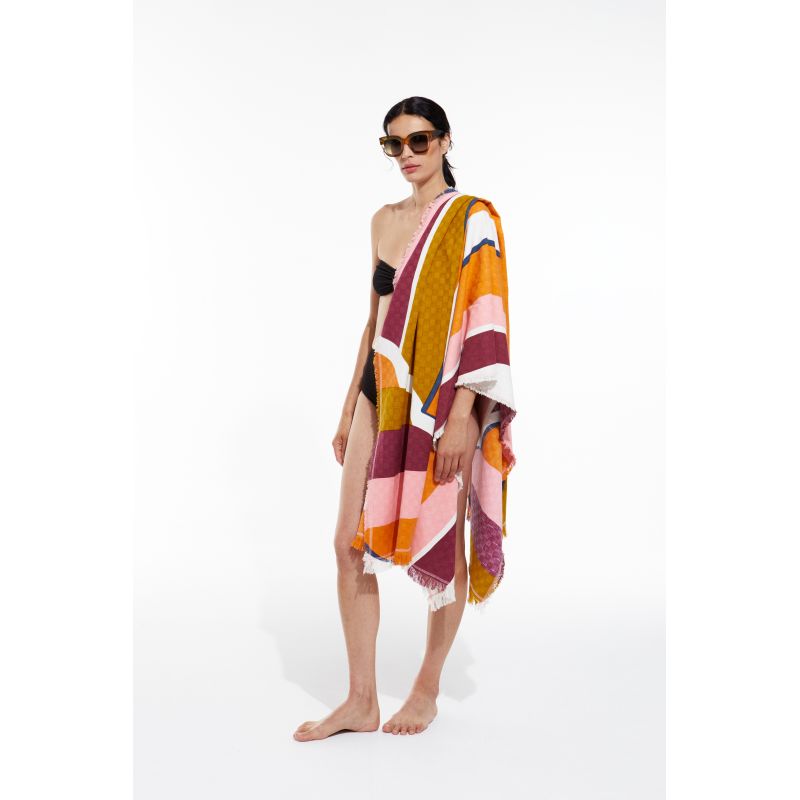 302 - Drap De Plage La Vague Rose Lot De 2