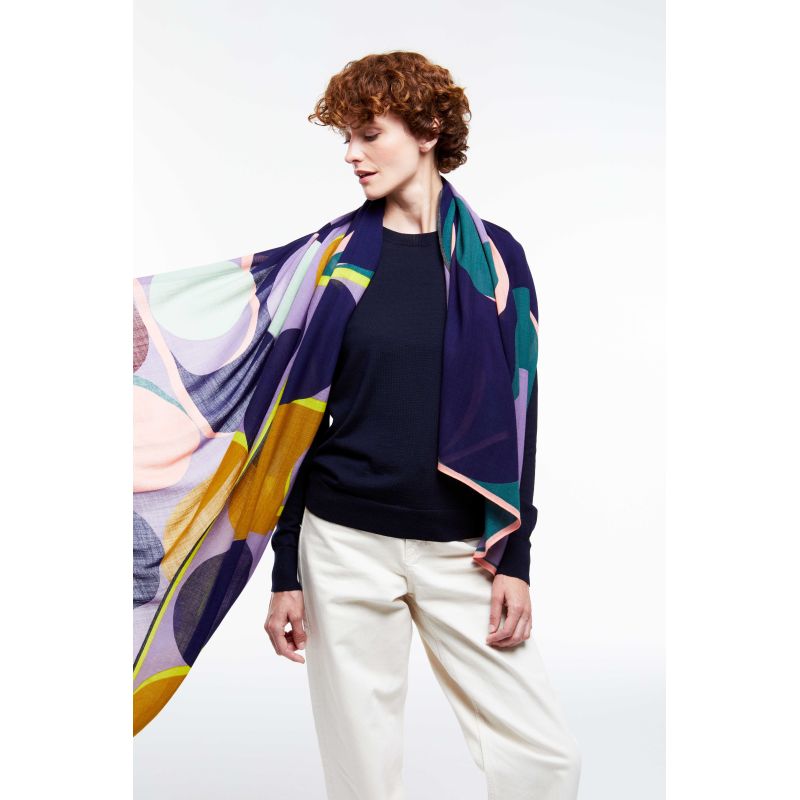 C - FOULARD ONDE PARME MARINE LOT DE 2