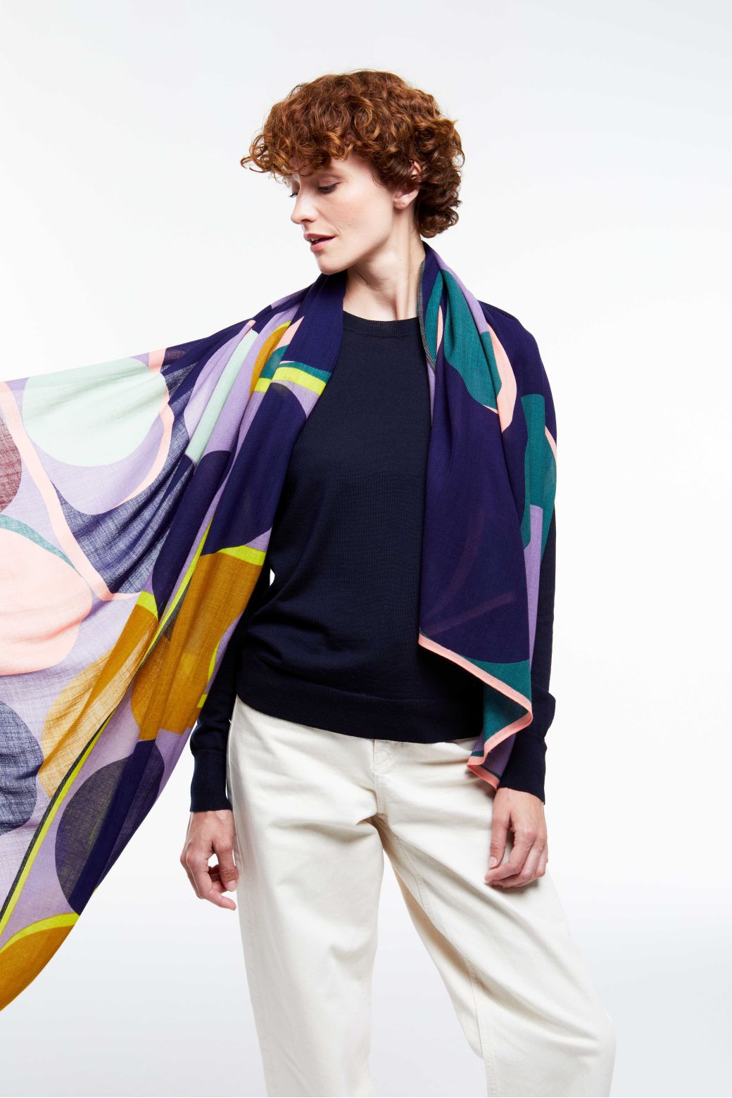 C - FOULARD ONDE PARME MARINE LOT DE 2