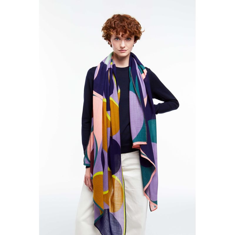 C - FOULARD ONDE PARME MARINE LOT DE 2