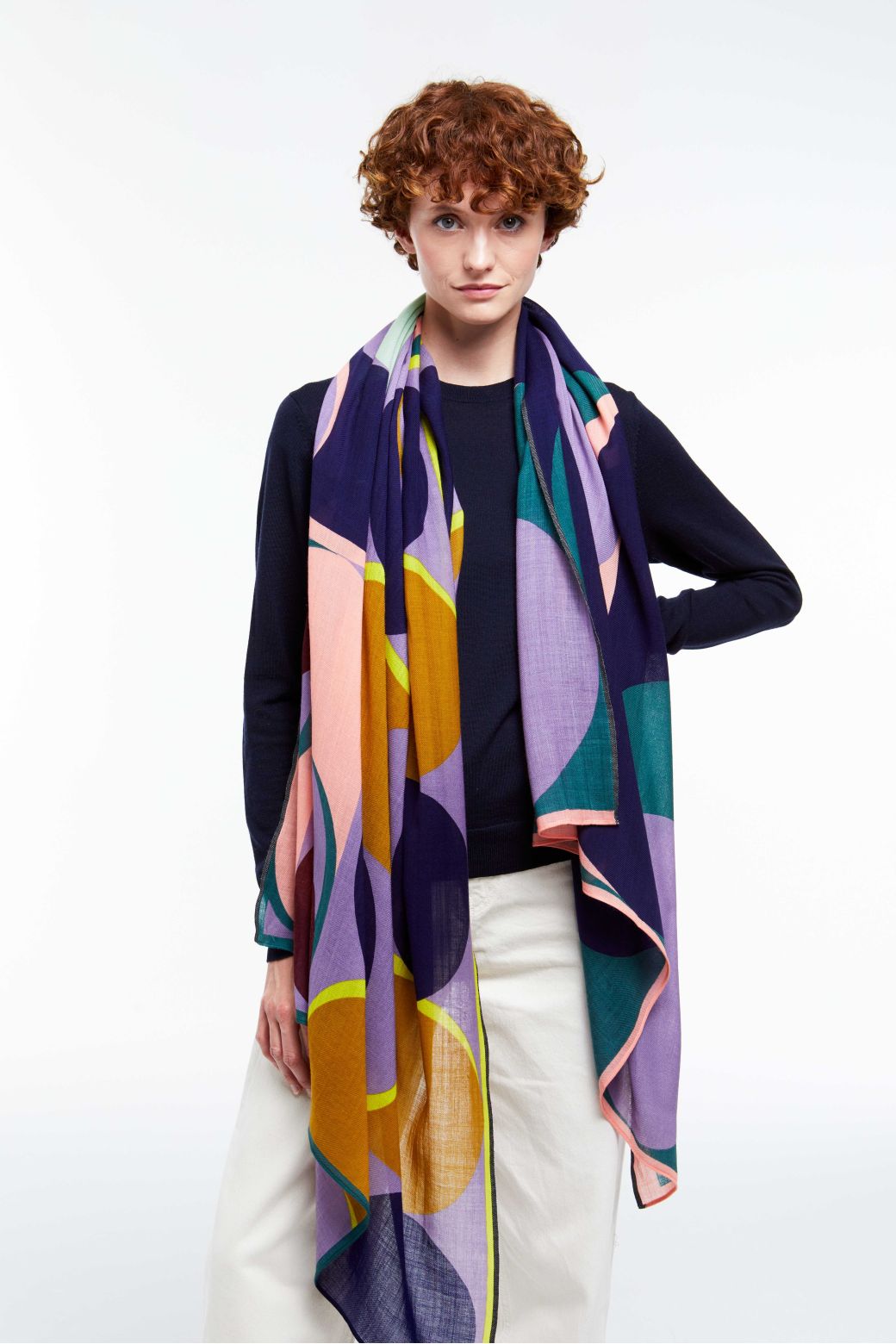 C - FOULARD ONDE PARME MARINE LOT DE 2