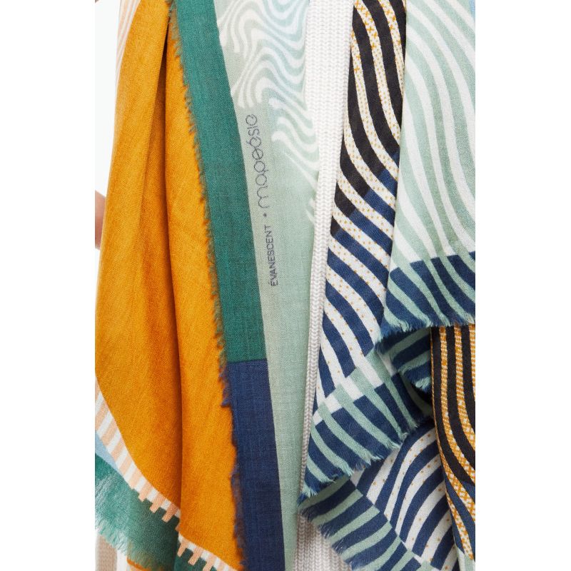 H - FOULARD ÉVANESCENT SAUGE LOT DE 2