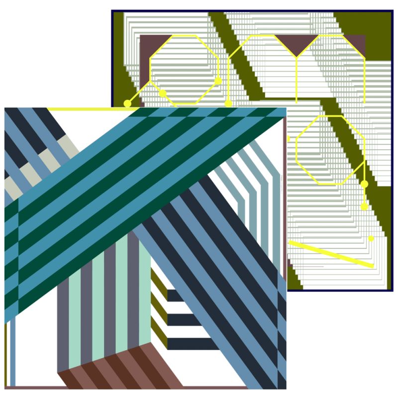 M - FoulardDédale Bleu Vert Lot De 2