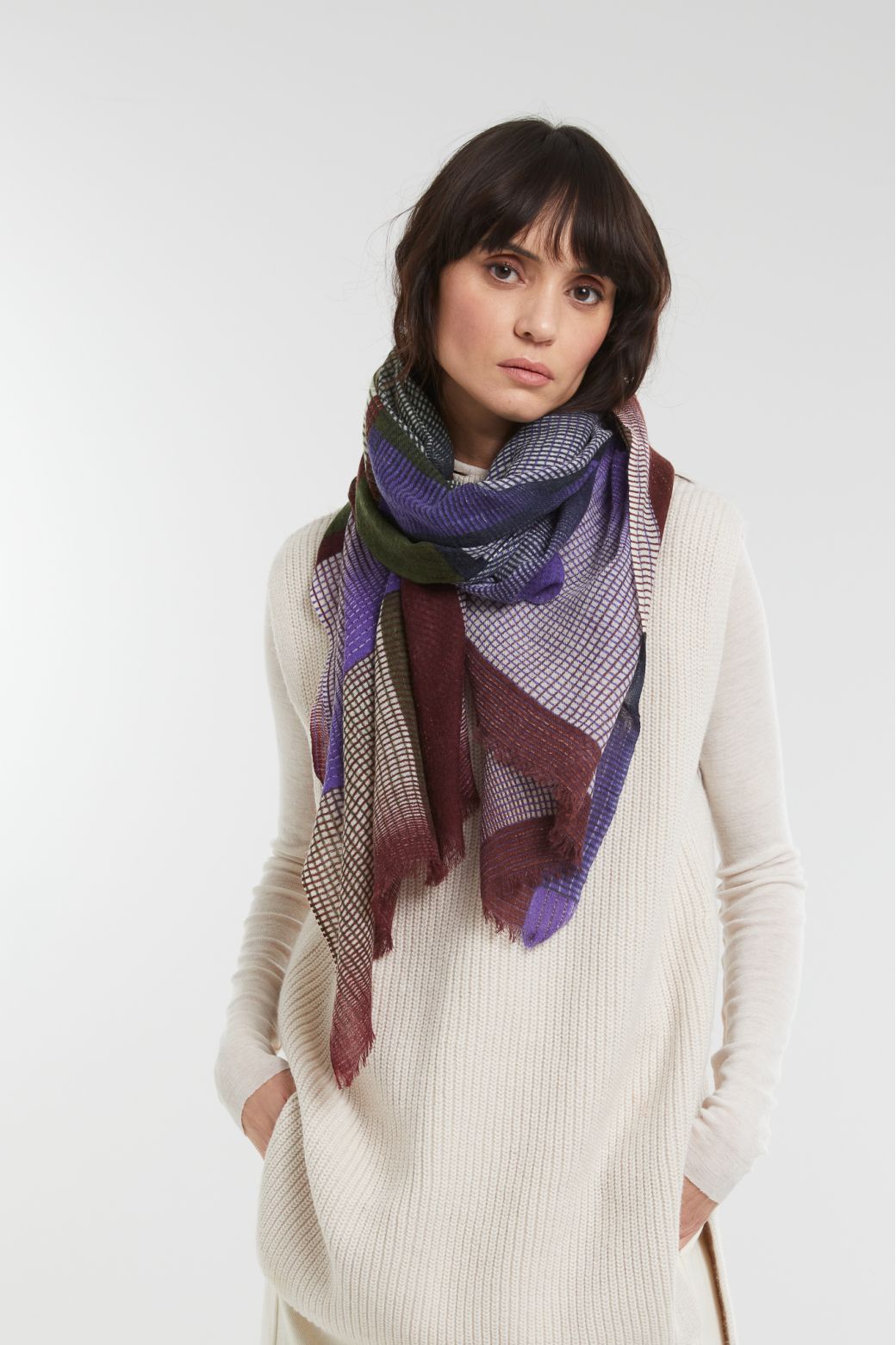 D - KhakiOptique Scarf Pack Of 2