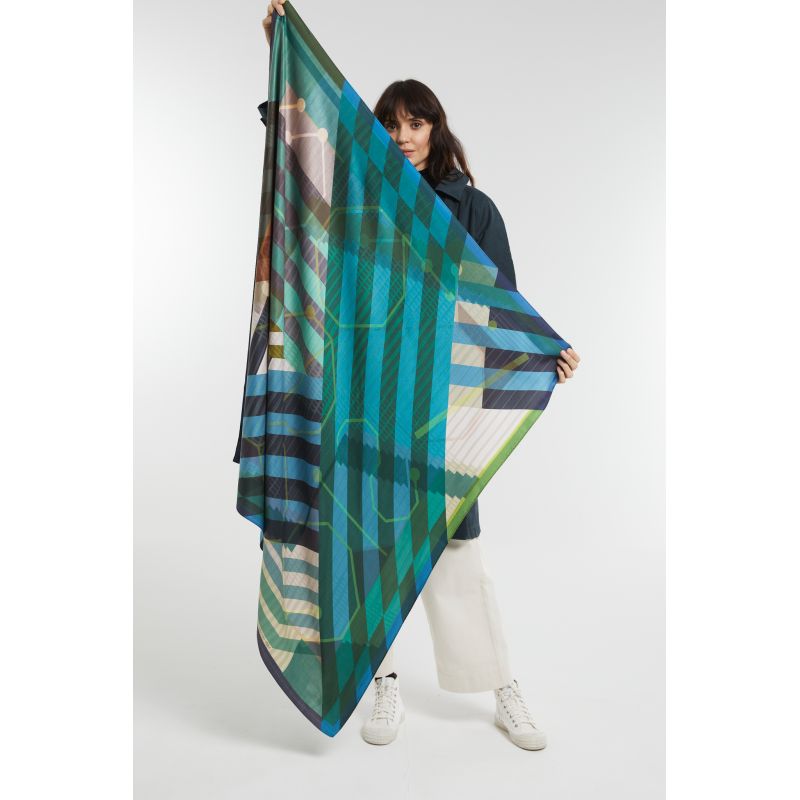 M - FoulardDédale Bleu Vert Lot De 2