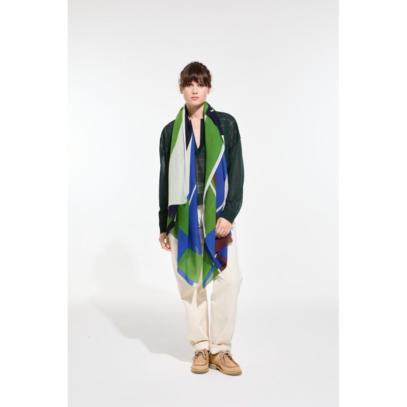 C - FoulardLiane Bleu Vert Lot De 2