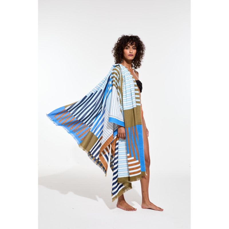 300 - Drap De PlageRiviera Bleu Lot De 2