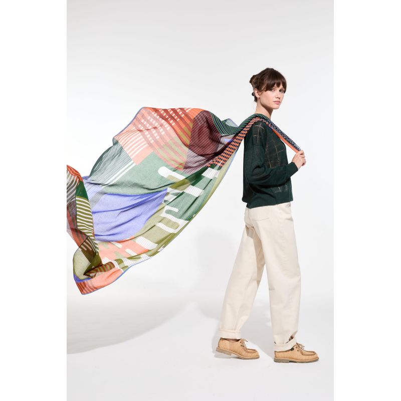 D - FoulardCascade Bleu Vert Lot De 2