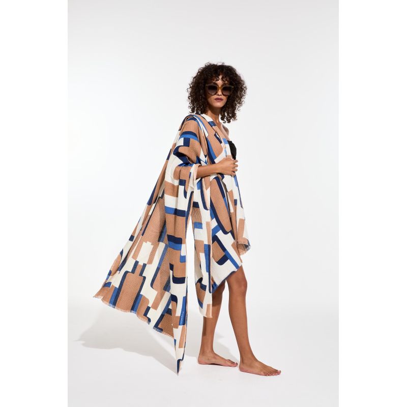 302 - Drap De PlageArum Bleu Lot De 2