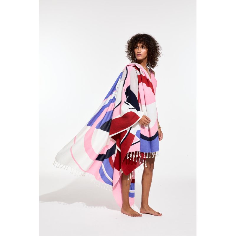 303 - Drap De PlageReve Ta Poesie Rouge Bleu Lot De 2