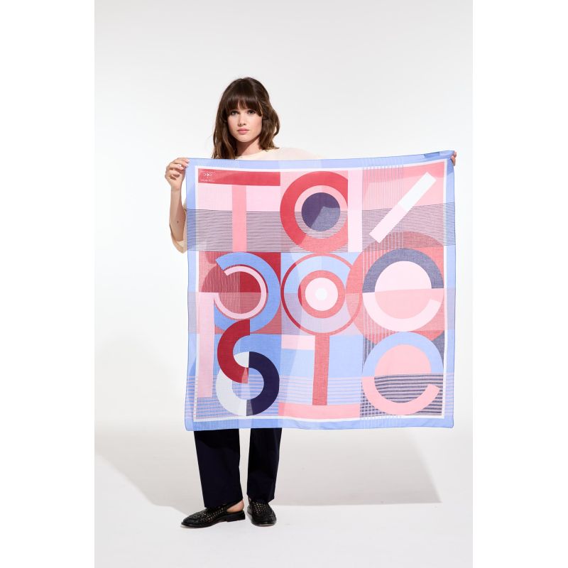 K - FoulardTapoesie Rouge Bleu Lot De 2