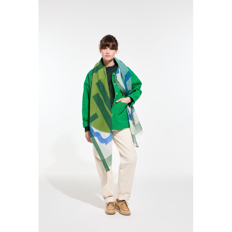 N - FoulardLyrique Vert Bleu Lot De 2