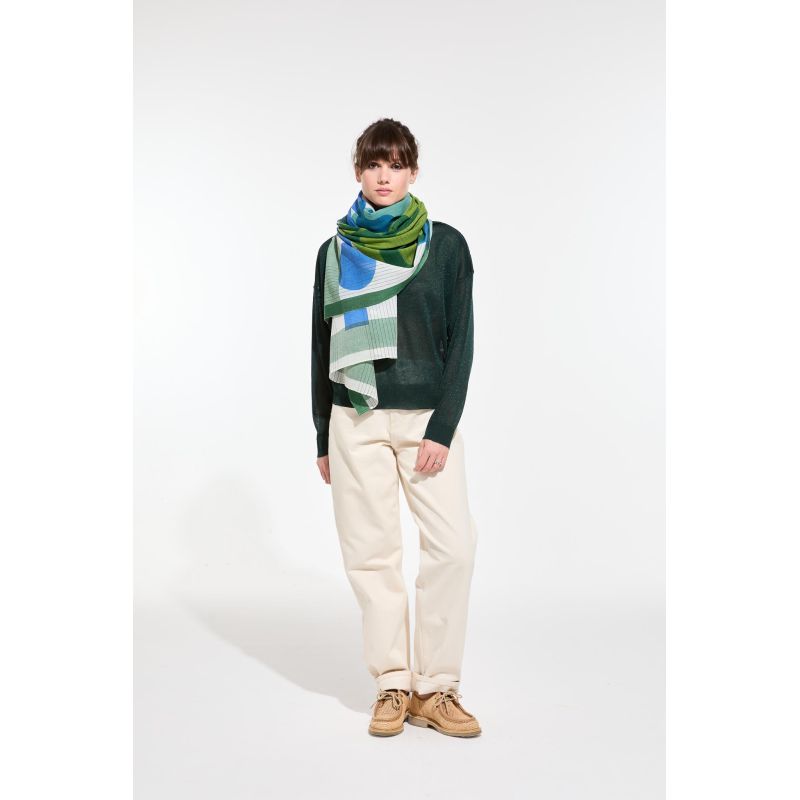 N - FoulardLyrique Vert Bleu Lot De 2