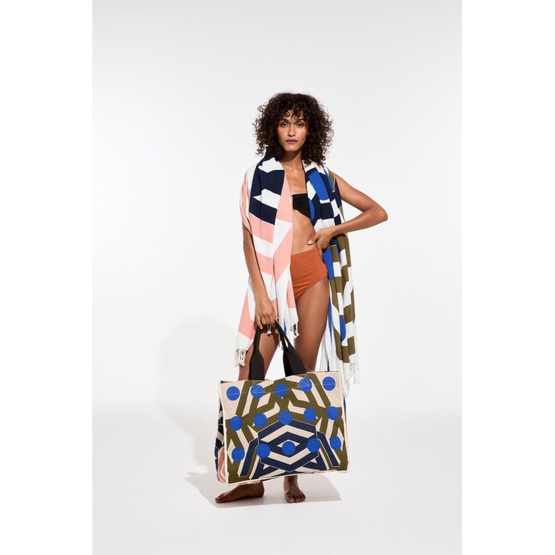 406 - Sac Barth Bloom Kaki Rose Lot De 2